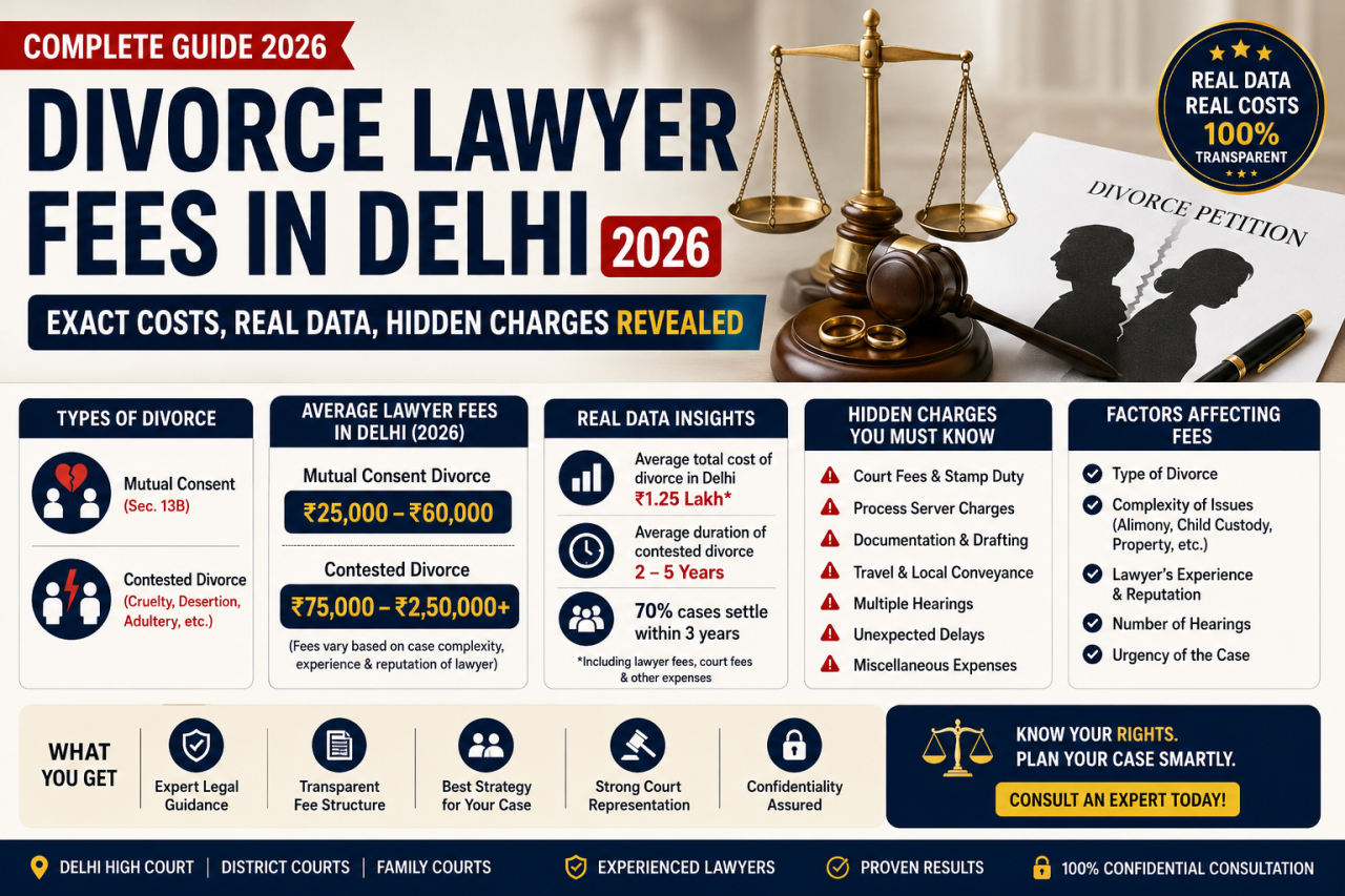 Divorce Lawyer Fees in Delhi 2026 | Exact Costs | Delhi Legal Expert Divorce Lawyer Fees in Delhi 2026 | Exact Costs | Delhi Legal Expert